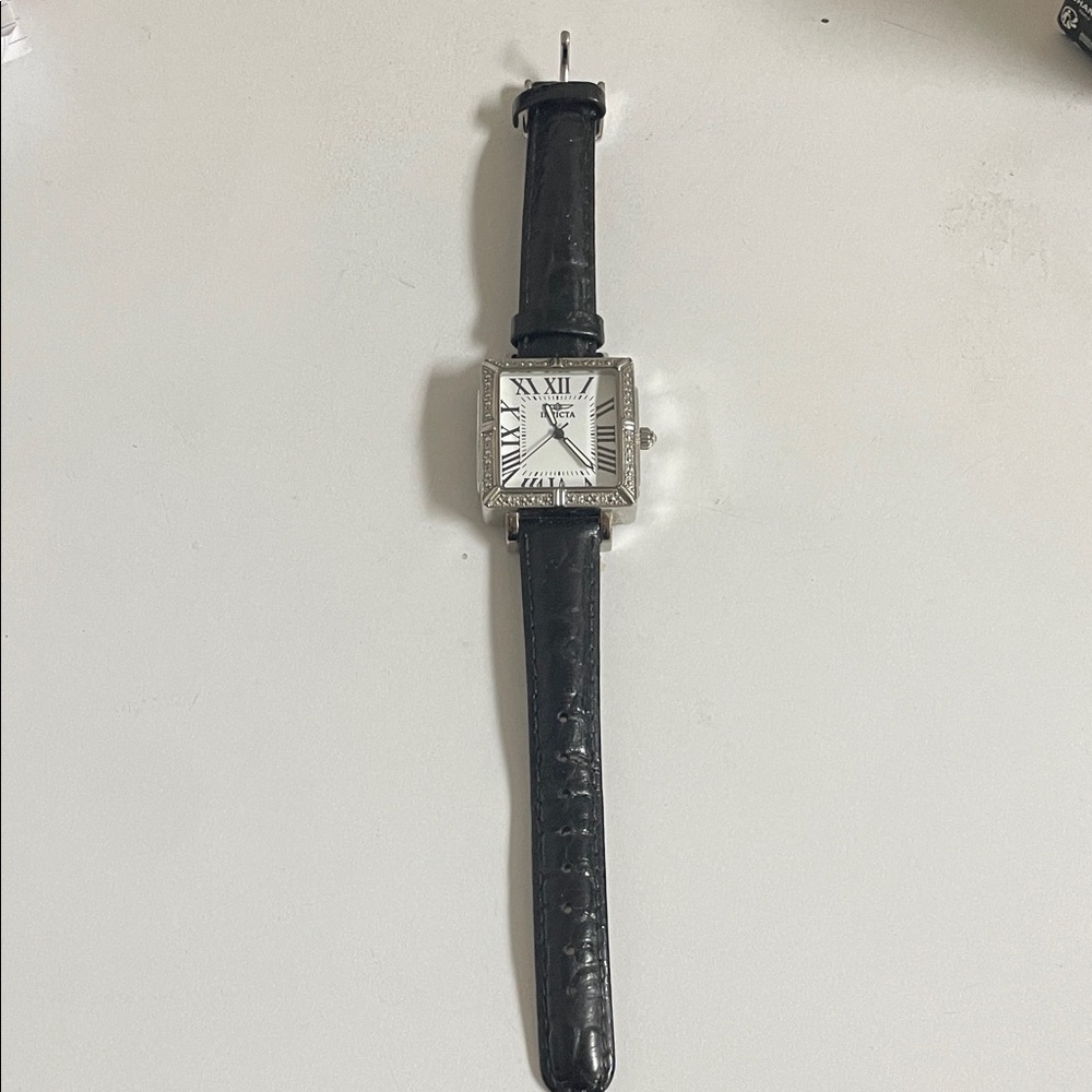 Invicta Silver Square Case Black Strap Women's Wa… - image 1